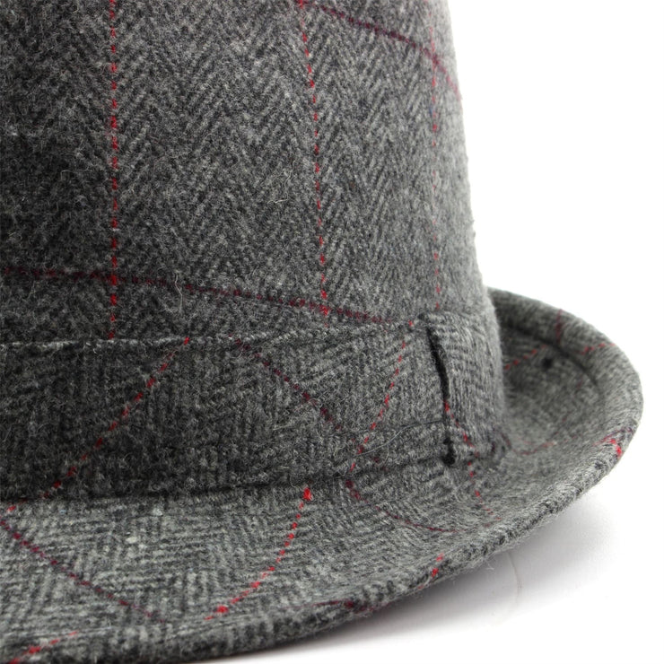 Tweed Trilby Fedora Hat - Light Grey