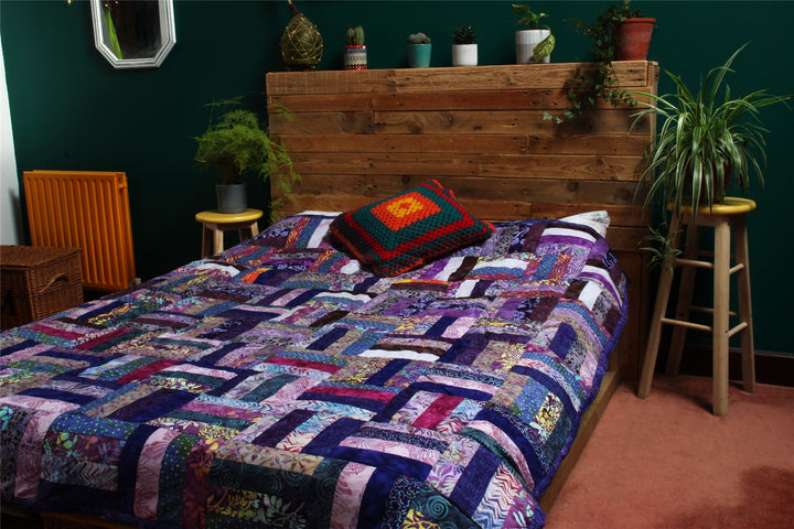 Handmade Quilted Patchwork Batik Printed Bedspread