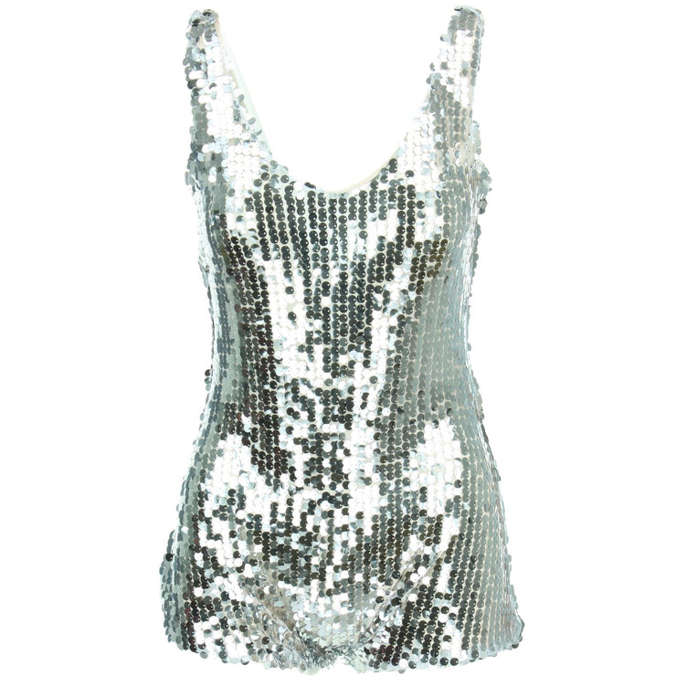Shiny Sequin Playsuit - Silver