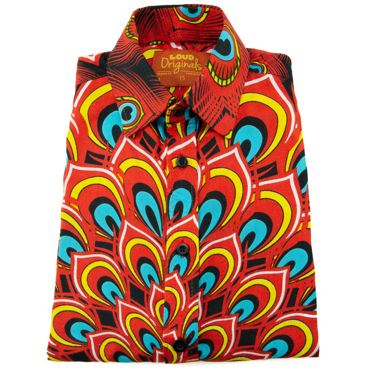 Regular Fit Long Sleeve Shirt - Peacock Mandala - Flame