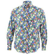 Tailored Fit Long Sleeve Shirt - Bright Blue & White Floral
