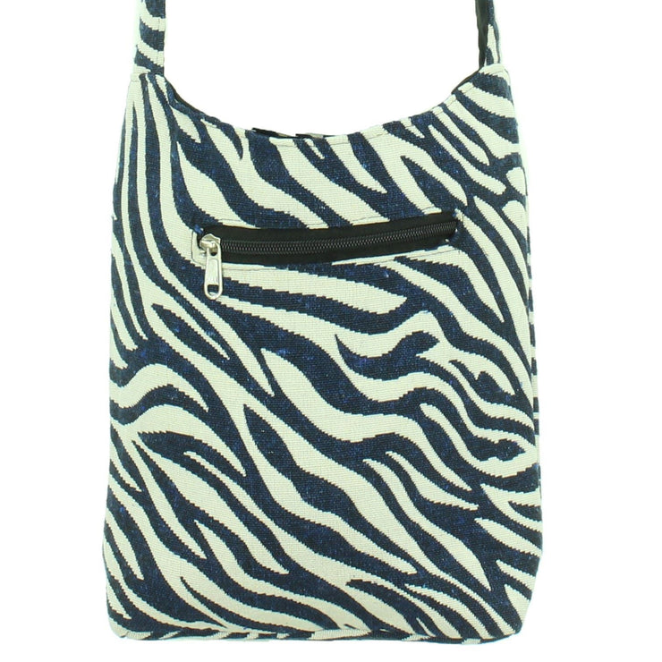 Cotton Canvas Sling Shoulder Bag - Zebra Blue