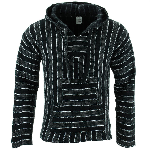 Mexican Baja Jerga Hoody - Stormy Grey Stripe