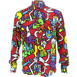 Langärmliges Rayonhemd in normaler Passform – Tiffy-Print – Rot