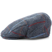 Tweed Flat Cap with Quilted Lining - Blue