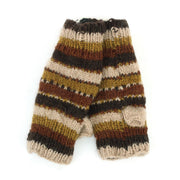 Hand Knitted Wool Arm Warmer - Stripe - Tik Tik Brown