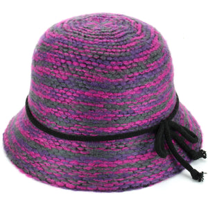 Chapeau cloche tricoté - rose