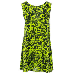 La robe droite à tourbillon - treillis citron vert