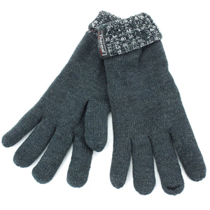 Zweifarbig gestrickte Herrenhandschuhe – grau