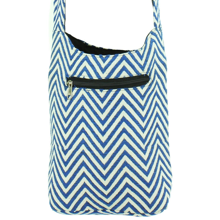 Cotton Canvas Sling Shoulder Bag - ZigZag Blue