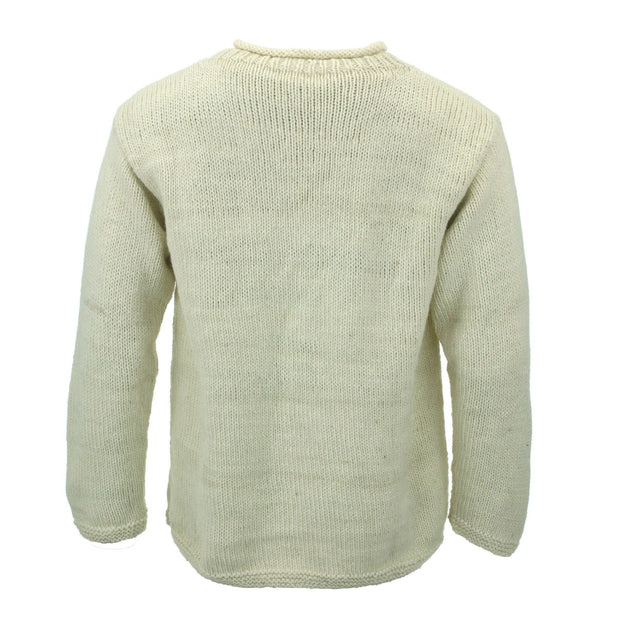 Hand Knitted Wool Jumper - Plain Cream