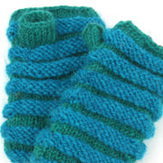 Wool Knit Arm Warmer - Ruched - Blue Green