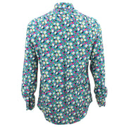 Tailored Fit Long Sleeve Shirt - Multi-coloured Floral on Turquoise