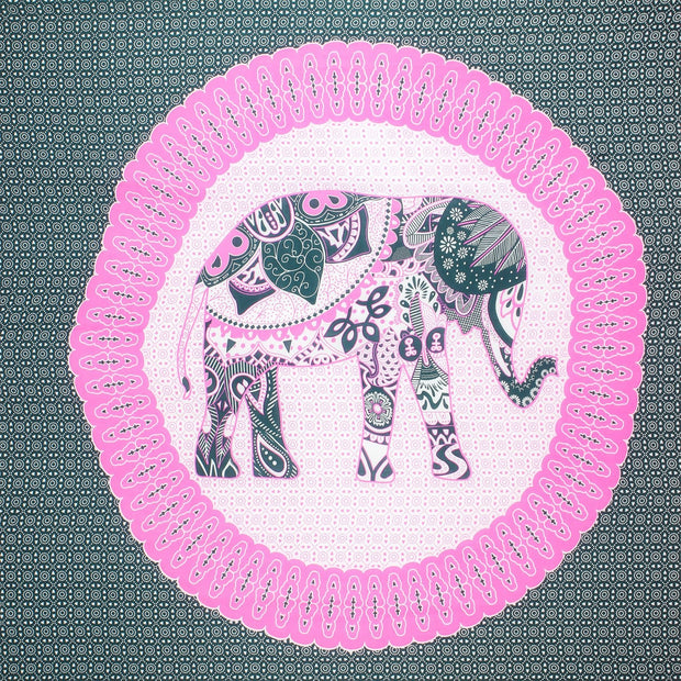 Viscose Rayon Sarong - Elephant Mandala - Black & Pink