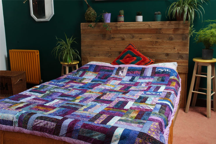 Handmade Quilted Patchwork Batik Printed Bedspread