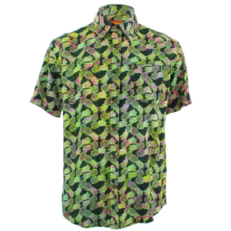 Tailored Fit Short Sleeve Shirt - Green Pineapples