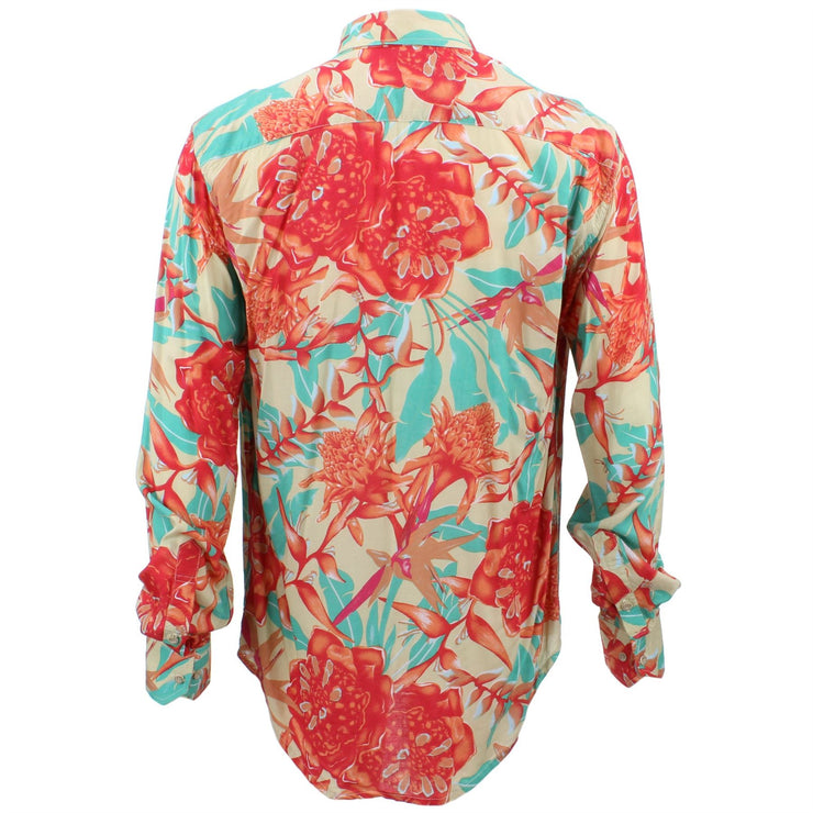 Tailored Fit Long Sleeve Shirt - Red & Turquoise Floral