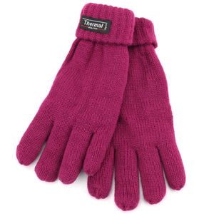 Gants thermiques à poignets repliables - framboise