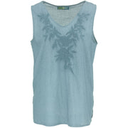 Embroidered Sleeveless Top - Blue Grey