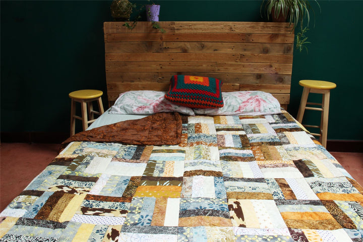 Handmade Quilted Patchwork Batik Printed Bedspread