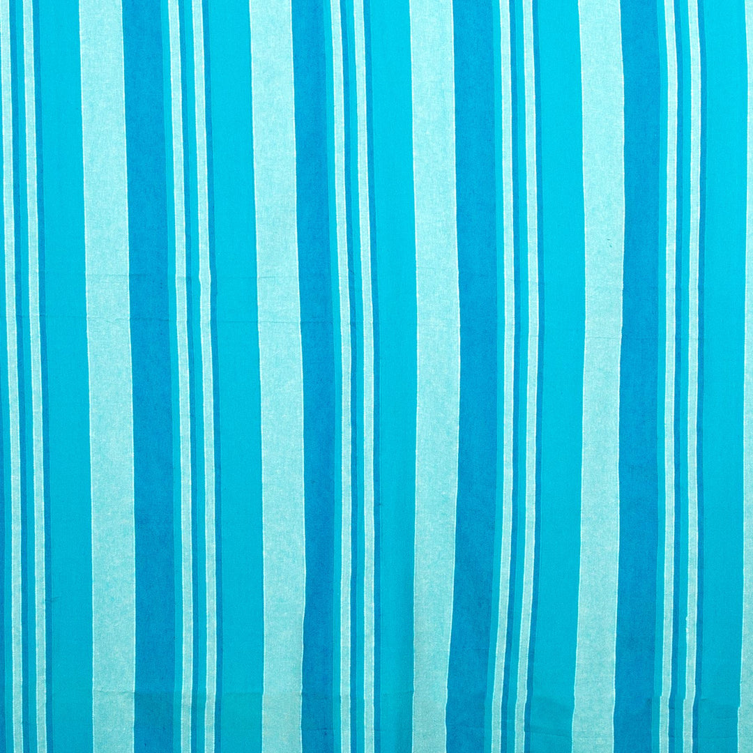 Striped Cotton Blanket With Tassel Edging - Arctic