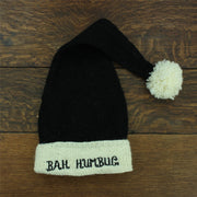 Hand Knitted Wool Christmas Beanie Hat - Bah Humbug