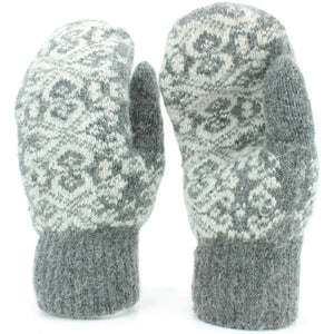 Wool Knit Mittens - Grey