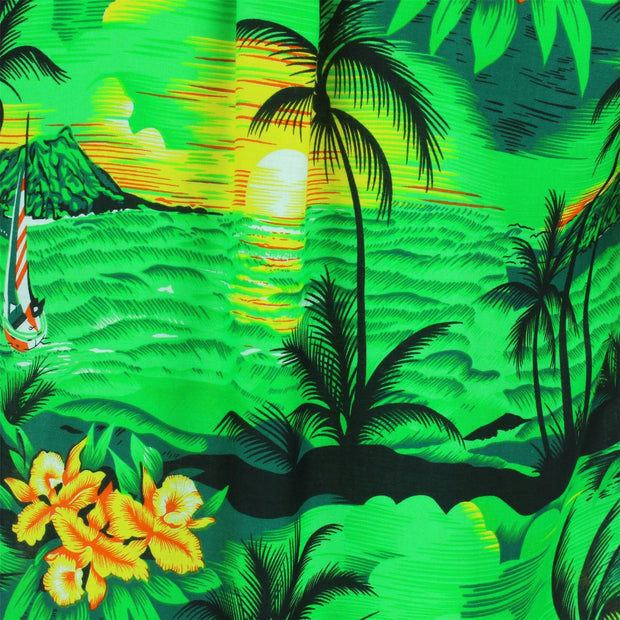 Short Sleeve Hawaiian Shirt - Palm Trees - Green