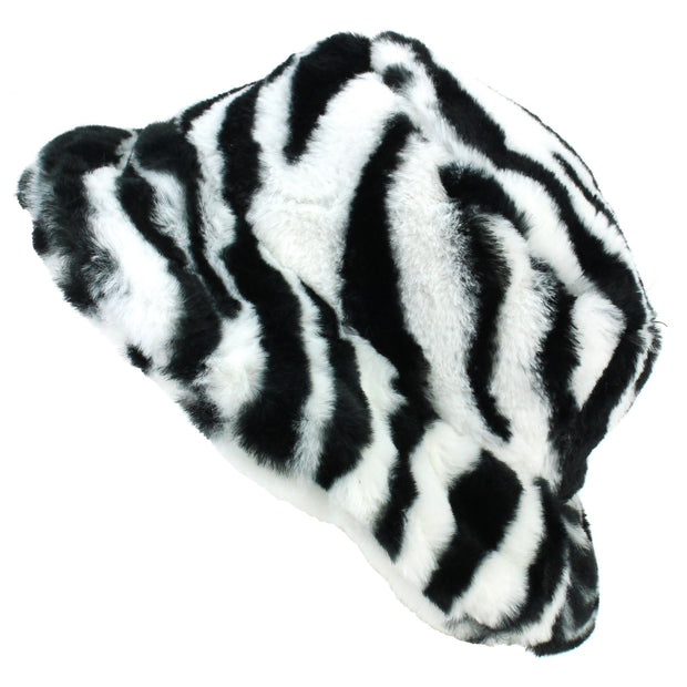 Faux Fur Bucket Hat - Fluffy Tiger