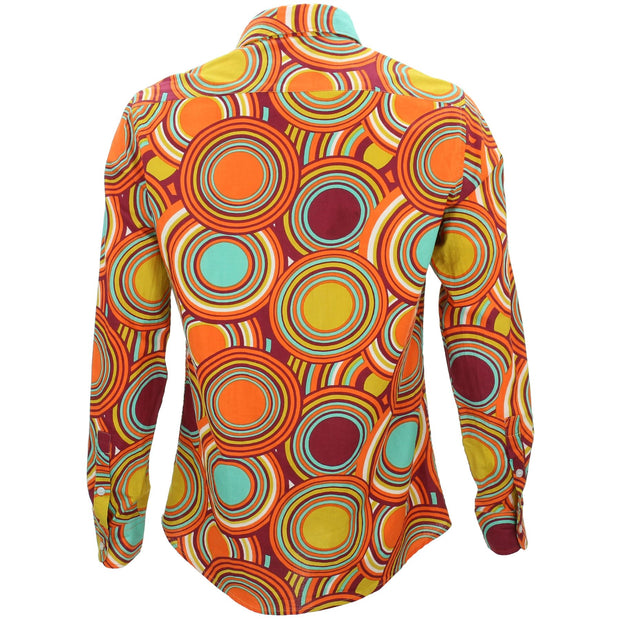 Tailored Fit Long Sleeve Shirt - Retro Circle Orange Mustard