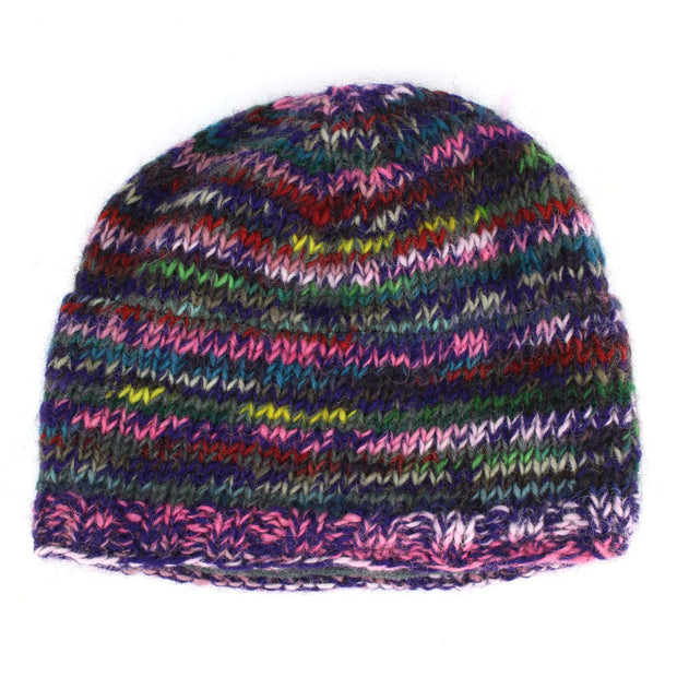 Wool Knit Beanie Hat - SD Purple Mix