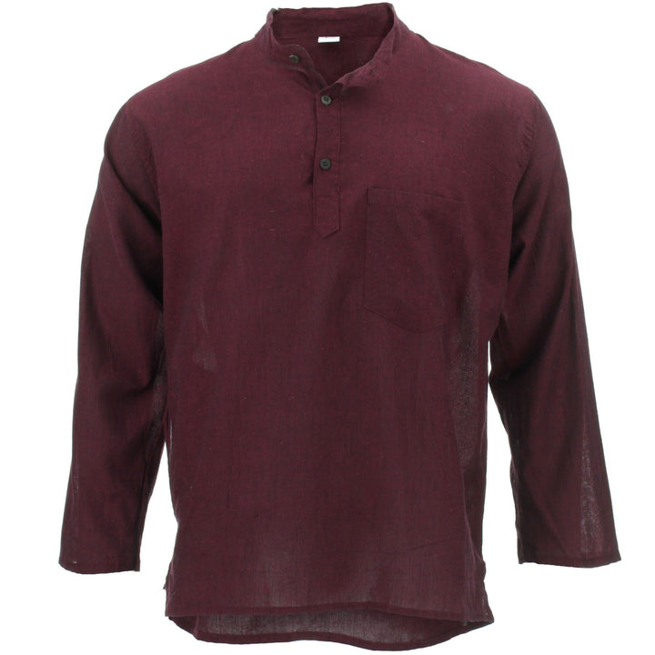 Long Sleeve Grandad Shirt - Wine