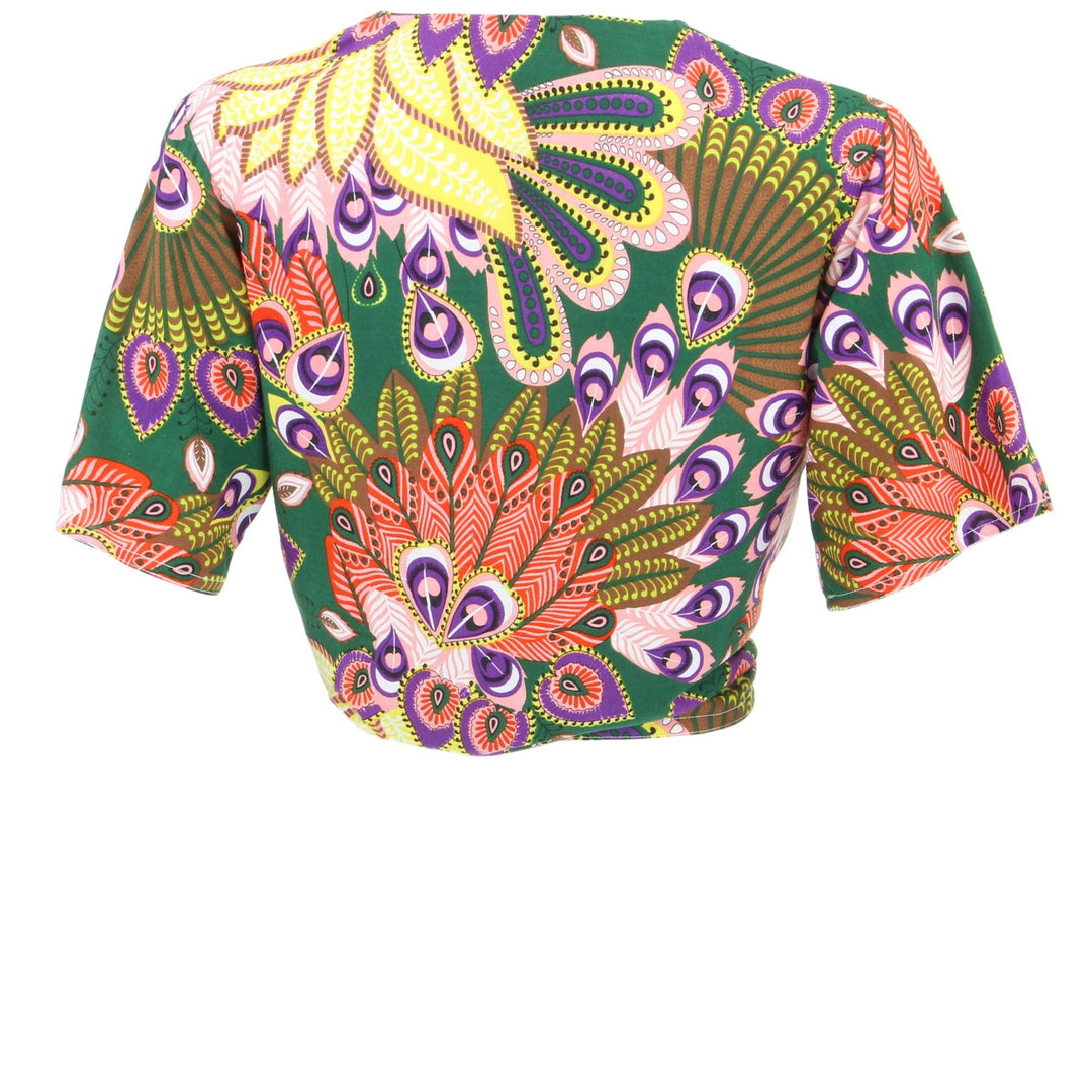 Tropical Hawaiian Tie Front Top - Green
