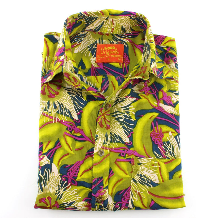 Tailored Fit Short Sleeve Shirt - Green & Purple Floral