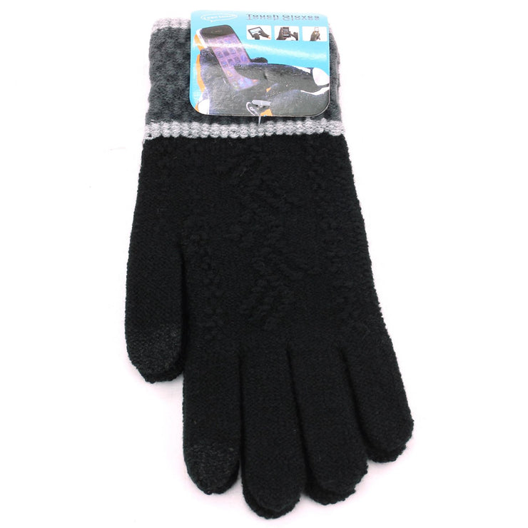 Two-Tone Touch Screen Gloves - Black Grey