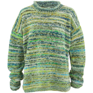 Grob gestrickter Space-Dye-Pullover aus Wolle – leuchtend grün