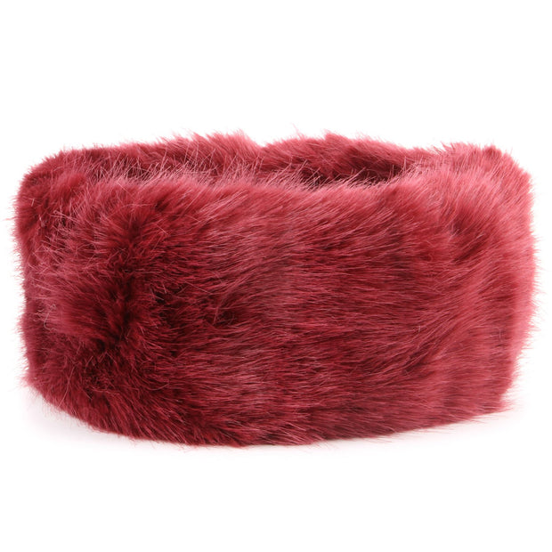 Elasticated Faux Fur headband with fleece lining - Maroon
