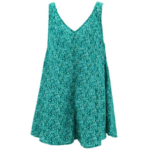 Fließendes Dolly-Kleid – zarte blaugrüne Blume