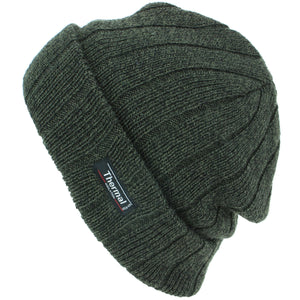 Bonnet chiné en tricot fin avec doublure thermique - Marron