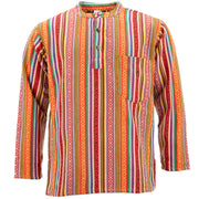 Woven Cotton Grandad Shirt - Blood Orange