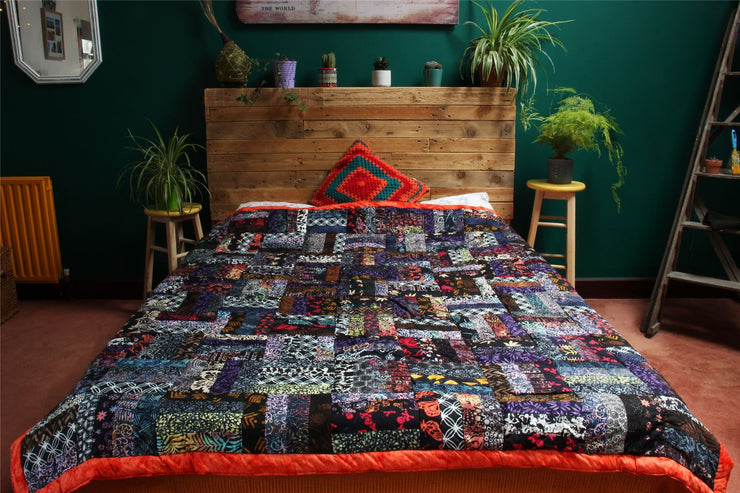Handmade Quilted Patchwork Batik Printed Bedspread