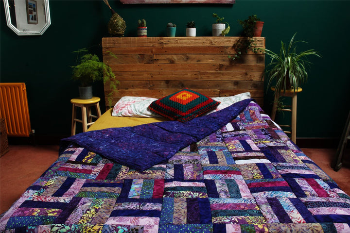 Handmade Quilted Patchwork Batik Printed Bedspread