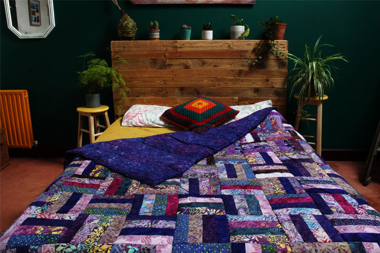 Handmade Quilted Patchwork Batik Printed Bedspread