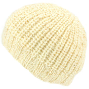 Acrylic Knit Fleck Beanie Hat - White