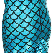 Shiny Mermaid Scale Hooded Catsuit - Turquoise