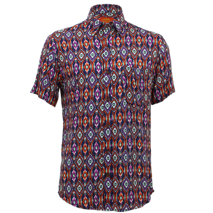 Tailored Fit Short Sleeve Shirt - Abstract Diamonds