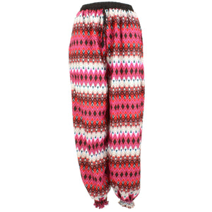 Ali baba bukser - zig zag geometriske (pink, hvid & sort)
