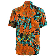 Tailored Fit Short Sleeve Shirt - Orange & Turquoise Floral