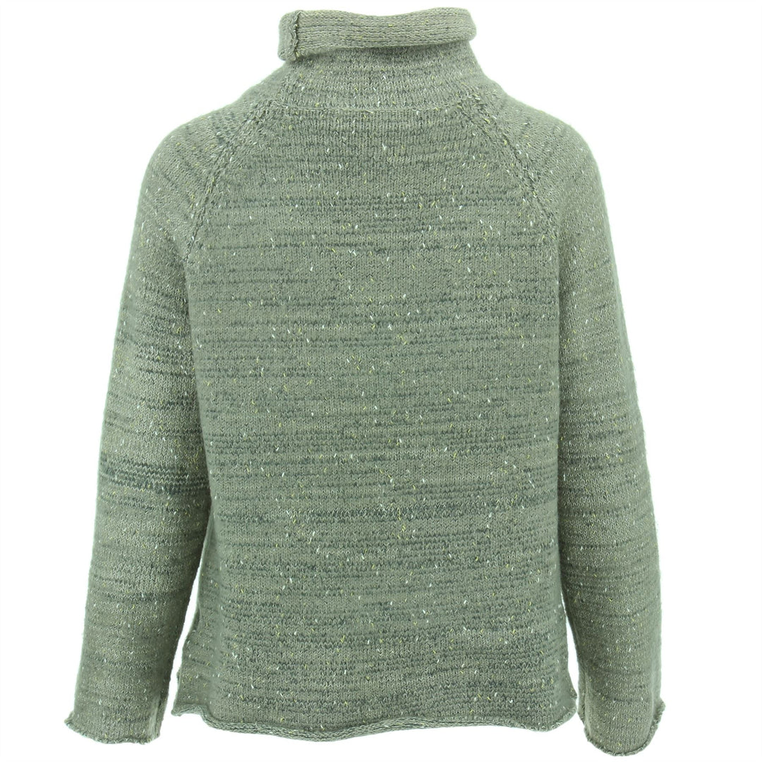 Roll Neck Space Dye Knit Jumper - Grey Nougat