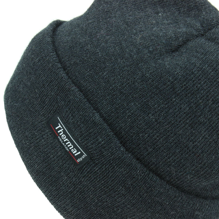 Fine Knit Beanie Hat - Charcoal Grey